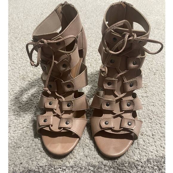 Rampage Women's Size 8 1/2 Valerie Strappy Heel Sandals Tan - Picture 13 of 16